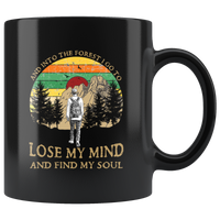Hiking camping and into the forest i go to lose my mind and find my soul men vintage coffee mug
