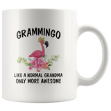 Grammingo like a normal grandma but more awesome flamingo white coffee mug