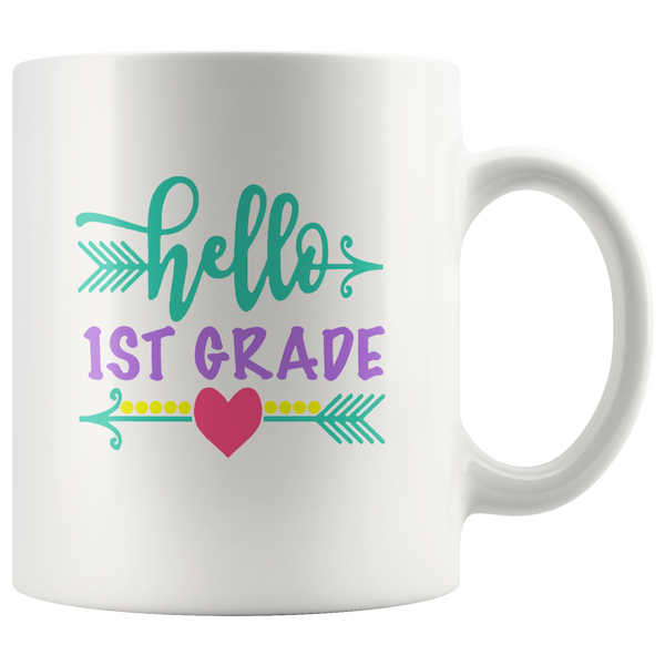 Hello first 1st grade first day back to school white coffee mug