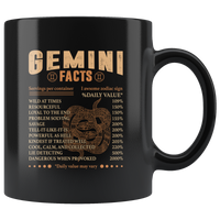 Gemini Fact Servings Per Container Awesome Zodiac Sign Daily Value Birthday Gift Black Coffee Mug