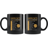 Cancer facts serving per container 1 awesome zodiac sign black coffe mug