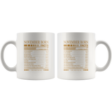 November born facts servings per container, born in November, birthday gift white coffee mug