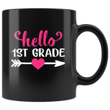 Hello 1st grade back to school black coffee mug