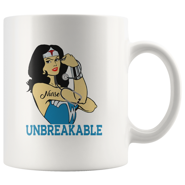 Wonder Nurse Unbreakable Strong Woman Black Coffee Mug