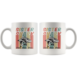 Retro Vintage sister shark doo doo doo white gift coffee mug