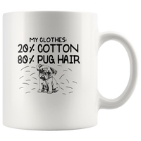 My clothes 20% cotton 80% pug hair white coffee mug