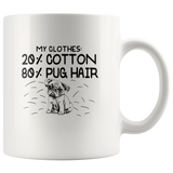 My clothes 20% cotton 80% pug hair white coffee mug