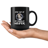 Stay Out Of My Bubble Heifer Cow Black Coffee Mug