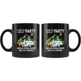 I like to and by Party mean drink beer go camping black gift coffee mug for women