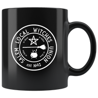 Salem local witches union est 1692 black coffee mug