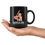 Father and son baseball players for life black coffee mug