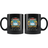 Don't mess with grandpa shark, punch you in your face vintage black gift coffee mug