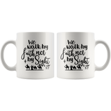 We Walk By Faith Not By Sight 2 Cor 5 7 White Coffee Mug