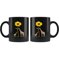 Giraffe you are my sunshine sunflower gift black coffee mug