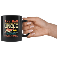 Someone special to be an Uncle shark vintage gift black coffee mug