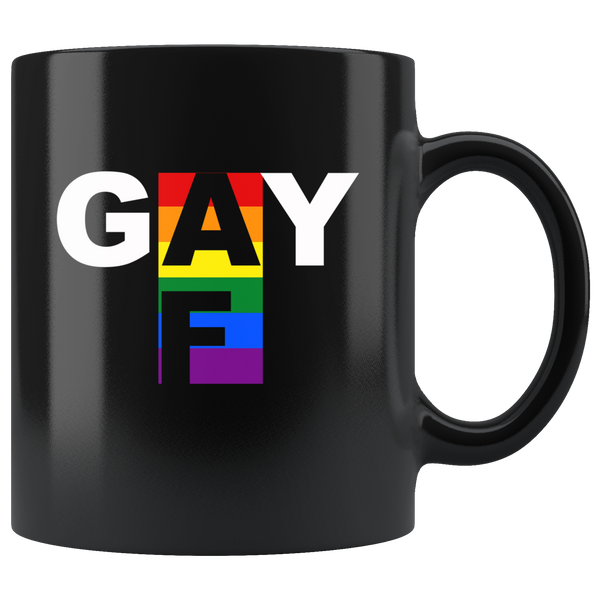 LGBT Gay AF Rainbow Funny Black Coffee Mug