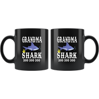 Grandma shark doo doo doo, mother's day black gift coffee mug