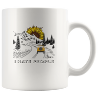 Sunflower Jeep I hate people white coffee mug