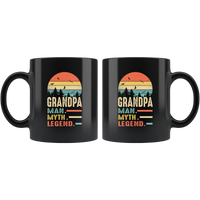 Grandpa man myth legend vintage retro father's day gift black coffee mug