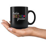 Hello second grade back to school black coffee mug