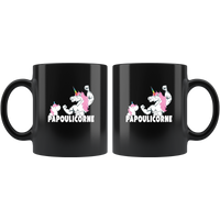 LGBT Unicorn dad and daughter papoulicorne black coffee mug