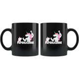 LGBT Unicorn dad and daughter papoulicorne black coffee mug