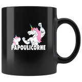 LGBT Unicorn dad and daughter papoulicorne black coffee mug