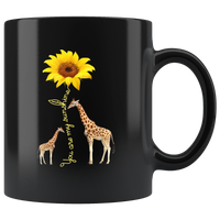 Giraffe you are my sunshine sunflower gift black coffee mug