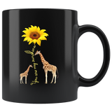 Giraffe you are my sunshine sunflower gift black coffee mug