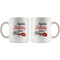 Aquarius Birthday Diva Slay Lip White Coffee Mug