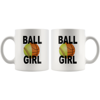 Basketball softball ball girl white coffee mug