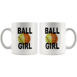 Basketball softball ball girl white coffee mug