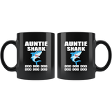 Auntie shark doo doo doo funny, aunt shark black gift coffee mug