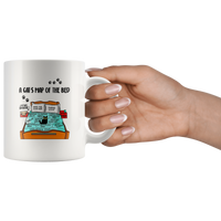 A Cat's Map Of The Bed, Cat Lover Funny White Coffee Mug