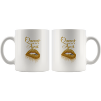 Queens are born in April birthday gift white coffee mug