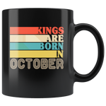 Kings are born in October vintage, birthday black gift coffee mug