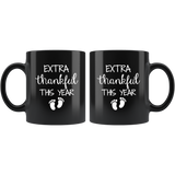 Extra thankfull this year baby foot black gift coffee mug