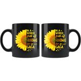 In a world full of grandmas be a gaga sunflower black coffee mug