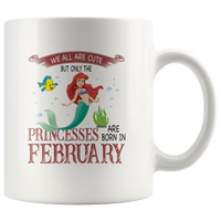 We are cute, princesses are born in February, birthday gift mermaid white gift coffee mug