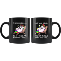 I may look calm but in my head i've shanked you 3 times unicorn black gift coffee mugs