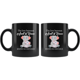 The love between aunt and niece knows no distance elephant black coffee mug