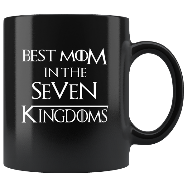 Best mom in the seven king black coffee mug