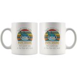 Don't mess with papa shark, punch you in your face vintage, daddy, dad, father's day white gift coffee mug