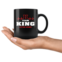 Heartbeat K Team King Lifetime Member black gift coffee mug
