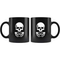 Skull loves jeep lover black coffee mug