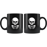 Skull loves jeep lover black coffee mug