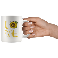 Love sunflower and fishing Black coffee mug
