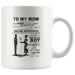 To My Mom I Know It's Not Easy For A Man To Raise A Child Gift From Son Mothers Day Personalized White Coffee Mug