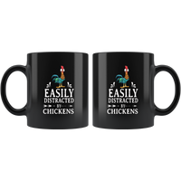 Easily distracted by Hei Hei chickens black gift coffee mug