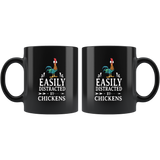 Easily distracted by Hei Hei chickens black gift coffee mug